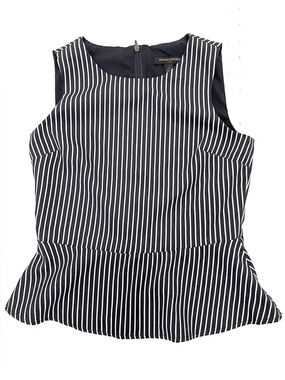 Banana Republic Peplum Top Navy and White Stripe Petite 00